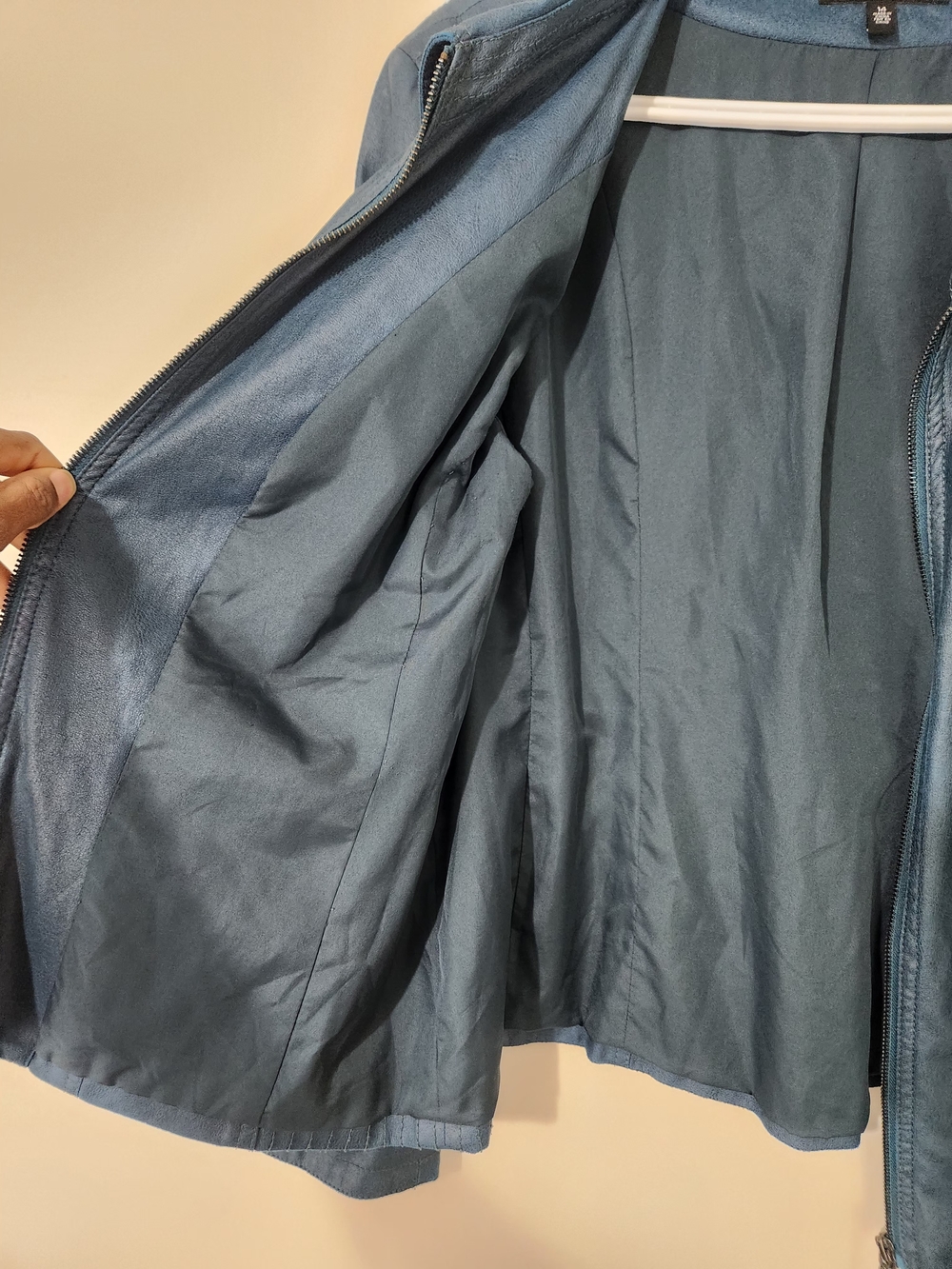 Conrad C Collection Vintage Women's Blue Faux Leather Light Zip-Up Jacket Sz 14 - Picture 12 of 16